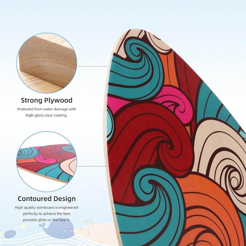 YOJOR Skimboard 35 Inch Skim Boards for Beach Adults ＆ Kids, High Gloss Coat Wooden Skim Board for Beginners, Durable Lightweight Wood Body Board - Image 5